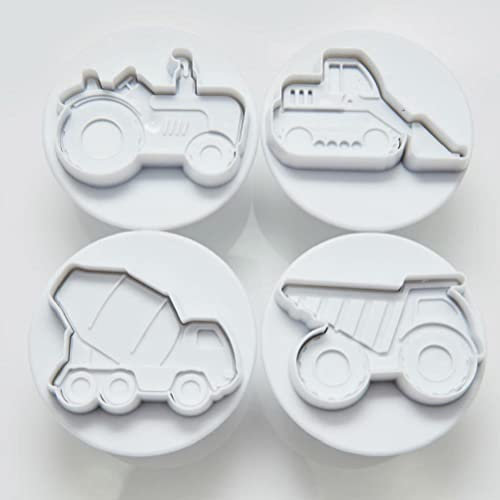 Cake Mold 4 transport car excavator bulldozer digger vehicle truck wagon cookie cutter fondant tool plastic press plunger,Nice Cake moulds