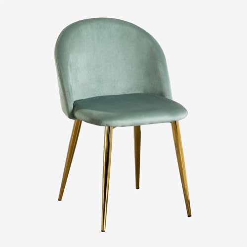SKLUM 4er Set Esszimmerstühle aus Samt Kana Gold Grün Tanne