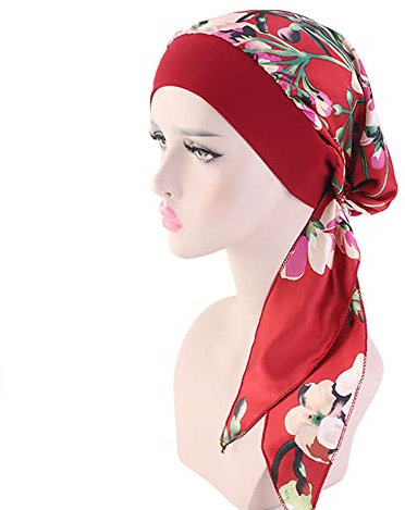 JUHONNZ Chemo Turban für Krebs, Chemo-Kappe Schals Baumwolle Turban Kappe Elastische Kopfbedeckung Chemo Damen Kopfbedeckung für Krebs Frauen Chemotherapie(Pink-Rose)