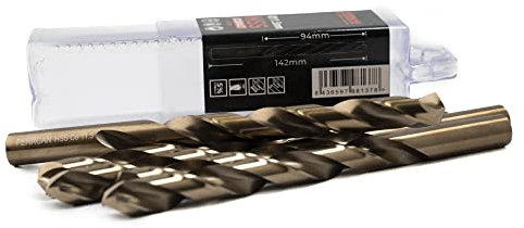 Ferrcan Forets pour métal HSS DIN338 M35 5% cobalt pour le perçage dans l'inox acier inoxydable, fer et autres métaux (paquet de 5 pièces par mesure) (11.5mm)