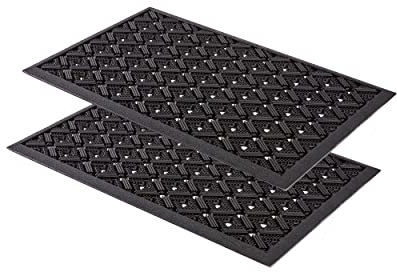 Gummimatte außenbereich Türvorleger 40x60 cm 2er Set - Dynamic Outdoor Türmatte Gummi Fußmatte außen rutschfest und robust - Fußabtreter aussen - Höhe: 13mm