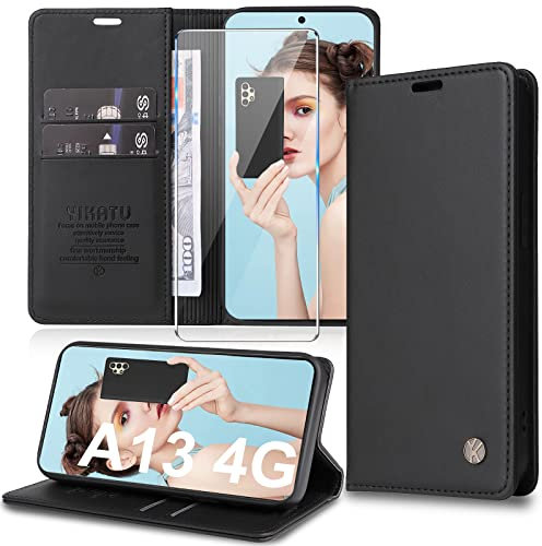 Handyhülle für Samsung Galaxy A13 4G/A13 5G/A04S Hülle [mit Schutzfolie] [Premium PU Leder] Klapphülle Ständer Kartenfach Magnetic Flip Case Cover Etui Tasche Schutzhülle für Samsung A13 4G/5G