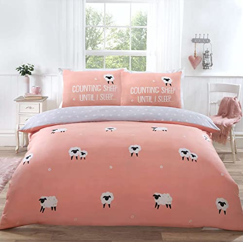 Rapport Home Counting Sheep Until I Sleep Duvet Cover Set, Pink/Blush Double Bedding Cover Set