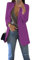 EFOFEI Femme Veste De Costume Simple De Couleur Pure Formel Chemisier Longue Veste De Costume Mi-Longue Violet M