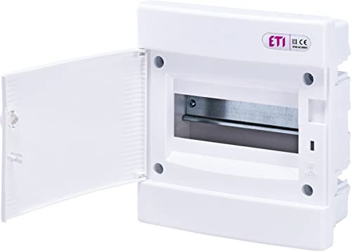 ETI Boîte à fusibles encastrée IP40 - Boîtier blanc pour la salle de séchage - Installation dans la maison (1 rangée à 8 modules), noir