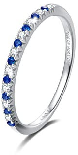Ringe Teenager Mädchen, Modeschmuck Ringe Silber Saphir Blaue und Weiße Edelsteineinlage Verlobungsring Versprechen Größe 62 (19.7)