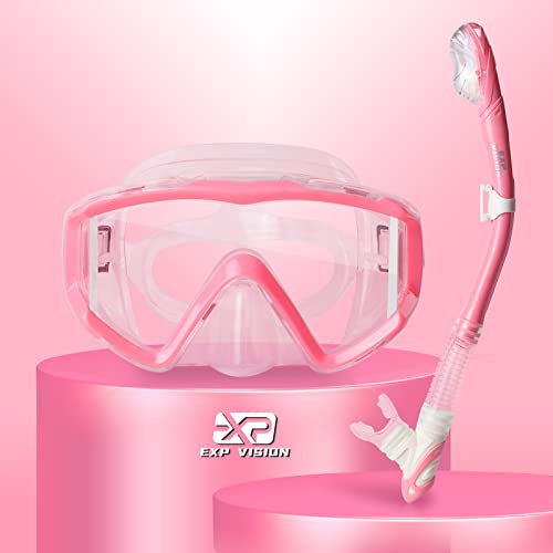 Pano Ensemble de tuba avec tuba à 3 fenêtres pour adulte, lunettes de plongée professionnelles avec tuba anti-buée, lunettes de natation anti-fuite et tuba à dessus sec pour la plongée, la plongée