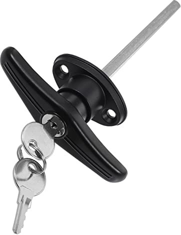 YARNOW Replacement Garage Door T-Handle Lock Kit Wave Key Long Shaft Zinc Alloy Shed Camper Door Lock Hardware Accessories