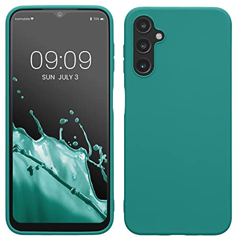 kwmobile Hülle kompatibel mit Samsung Galaxy A14 5G Hülle - weiches TPU Silikon Case - Cover geeignet für kabelloses Laden - Petrol matt