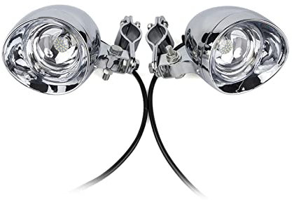 DEHIWI Motorrad Scheinwerfer Halterung Rohr Schelle 1 Set Motorrad Chrome Bullet Passing Spot Nebelscheinwerfer Mit Überrollkäfig Guard Bar Tube Mount Bracket Clamp