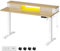 VASAGLE Electric Standing Desk with Built-In Power Strip, 60 x 140 x (72-120) cm, Adjustable Height, Monitor Stand, 2 Hooks and Drawers, Memory Function, Straw Yellow LSD184N11