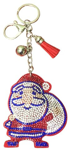 Popfizzy Bling Schlüsselanhänger Zubehör für Frauen Strass Schlüsselanhänger Autoschlüssel Schlüsselanhänger Charms Niedliche Geldbörse Charms für Handtaschen, Glücklicher Weihnachtsmann (Silber),
