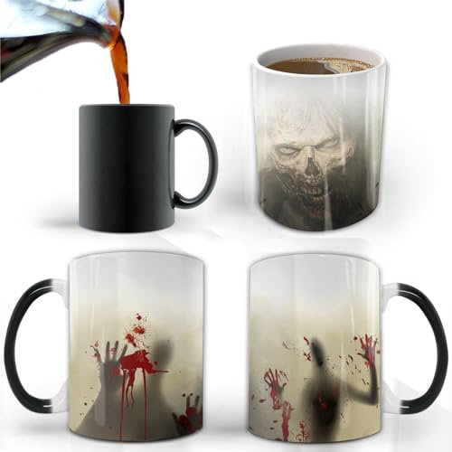 Aigori Walking Dead-Kaffeetasse, Horror-Kaffeetasse, farbwechselnde Zombie-Keramiktasse (325 ml), Geschenk für Halloween, Geburtstag, Mutter, Vater, Freund (1 Stück)