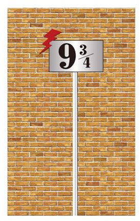 WEDNOK 9 und 3/4 Cross Station Backsteinmauer Backstein Mauer Hintergrund Zauberwelt Banner Zauberer Veranda Schild Wizard Party Deko für Verzauberte Party Geburtstag, 180x114cm Khaki