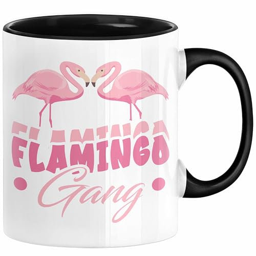 Flamingo Gang Tasse Geschenkidee Pinke Flamingos JGA (Schwarz)