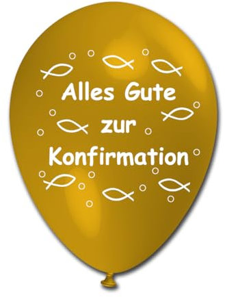 Latex-Luftballons Konfirmation GOLD, ca. 30 cm, 10 Stück, biologisch abbaubar