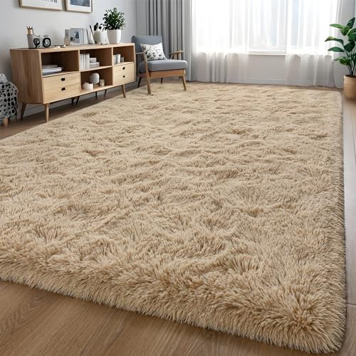 Larhom Großer weicher Zottelteppich für Wohnzimmer, 1,8 x 2,9 m, flauschiger Plüsch-Teppich für Schlafzimmer, Kinderzimmer, Mädchenzimmer, Wohnheim, Heimdekoration, Hochflor, rutschfest, fusselfrei
