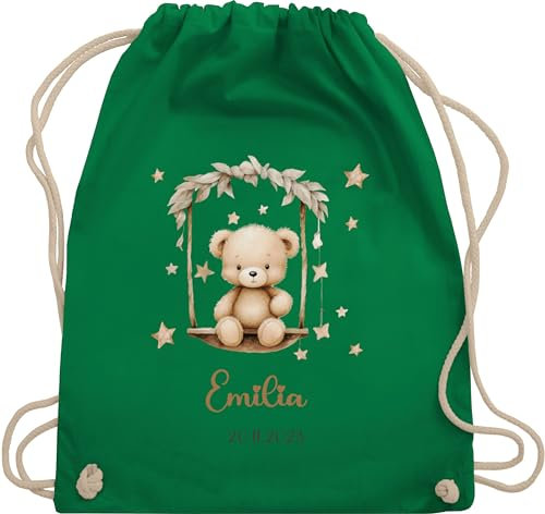 Turnbeutel Rucksack - Süßer Bär Bären Geschenk mit Name - Unisize - Grün - tasche kindergartenrucksack mädchen teddy beutel kinder kindergarten wechselbeutel geschenke bärenmotiv sporttasche