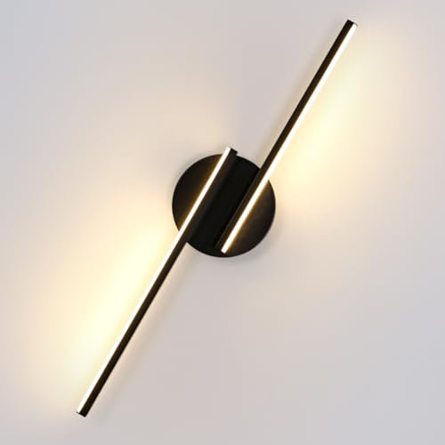 Osairous Applique da Parete Interno LED, 22W 2475LM Lampada da Parete Nero Moderna, 55CM Lampada a Muro Alluminio per Camera da Letto Bagno Lampada Soggiorno Scale Corridoio, Luce Calda 3000K