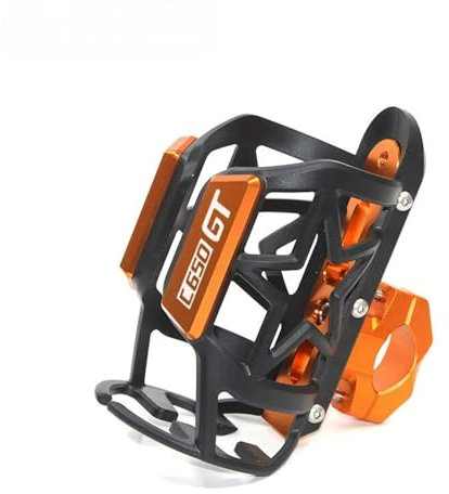 MCBXTH Motorradzubehör Für BMW C650GT C 650 GT Motorrad Getränke Wasser Trinken Stoßstange Gadgets Tasse Flasche Rack Aluminium Legierung Montiert Halter Zubehör Universal(Orange)