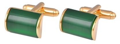 AMDXD Manschettenknöpfe Elefant, Stein Cufflinks for Men Gold, Gold Grün Manschettenknöpfe für Herren zur Hochzeit, Verlobung, Valentinstag, Jahrestag