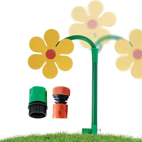 Aspersor Daisy para patio, 720 °, huevos de agua de margaritas locas, flores bailando, aspersor de césped, aspersor móvil, flores, flores, jardín, aspersor de césped para niños, con estaca