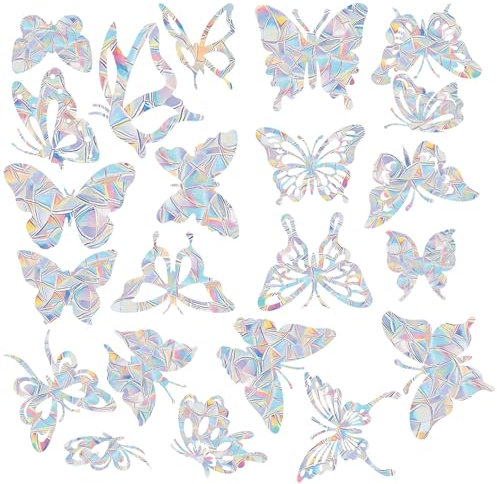 Suncatcher Sticker 16 Stück Schmetterling Prisma Fensterbilder Selbstklebend Klebefolie Fenster Vogelschutz Aufkleber