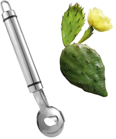 Cactus Peeler Tool, 7.48x1.89in Spoon Cactus Peeler Cactus Peeling Knife Sliced Noodle Cutting Knife with Hole with Long Handle for Kitchen Cooking Cactus Noodle