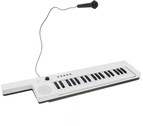Beginners Electronic Keyboard 37 Keys Electronic Organ Mini Keyboard Piano With Strap & Microphone Musical 4 Tones 4 Rhythms(White)