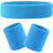 3 Stück Schweißbänder Handgelenk Schweißbänder Stirnband Set Sport Wristbands Headbands, Sport Schweißband Stirnbänder Set für Fußball Basketball Tennis -Hellblau