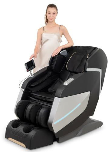 Relaxora Massagesessel 3D Zero Gravity SL Track Ganzkörper-Shiatsu-Massage mit Fußrollen Bluetooth Wärmetherapie Wadenknetmassage Airbag-Massage Stretch (Schwarz)