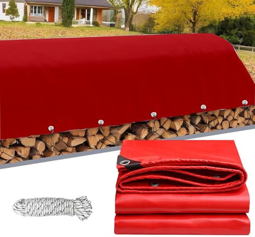 Telo Impermeabile da Esterno 4 x 6 m Pvc, 500 G/M², Antistrappo Impermeabile Tendone Ombreggiante Oscurante da Esterno per Auto, Barche, Piscina, Giardino, Rosso