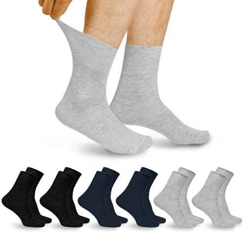 Aomig Chaussettes Diabétiques Homme Femme, 6PCS Mi-mollet Chaussettes Diabétiques Sans Coutures, Sans Elastique Amples Socquettes Diabetique en Coton, Chaussettes avec Semelle Rembourrée Confortable