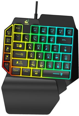 Angoily Rgb Mechanical Gaming Keyboard Single-hand Control Keypad for Home Phone Use Programmable Backlit Ergonomic Design for Gamers Black
