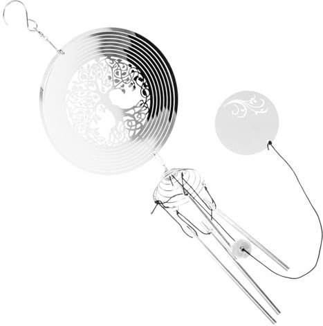 BUGUUYO Edelstahl Windspiel Lebensbaum Kugellager Hängend Gartendekoration Outdoor Klangspiel Für Wohnzimmer Terrasse Feng Shui Deko Geschenk