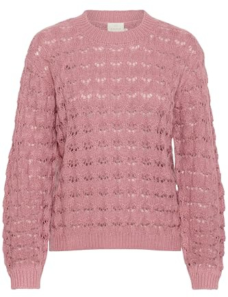 KAFFE Strickpullover KAelena Damen Strickpullover Langarm Lochmuster Strickpulli Rundhals Pullover M, Mesa Rose M
