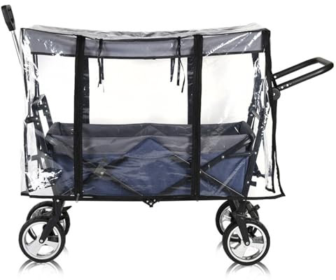 MJDHS Regenschutz für bollerwagen, transparent regenverdeck faltbar zubehör wasserdicht, bollerwagen für handwagen Faltbare Strand regenschutzhülle verdeck(Color:transparent)