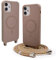 CUZZCASE Silikon Schutzhülle kompatibel mit iPhone 11,Kabellosem Laden,Silikon Stylische Verstellbarer Halskette Handyhülle-braun