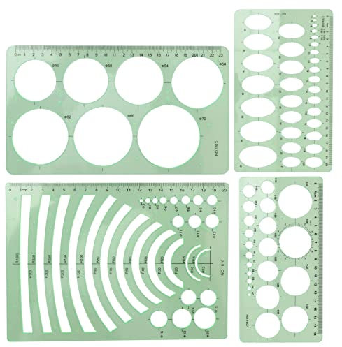 TEMPNAP 4stücke Teiliges Geometrisches Technische Zeichnungsvorlagen DIY Messlineale Für Architektur Und Design Vielseitige Geometrische Werkzeuge Für Kunst Und Ingenieurwesen