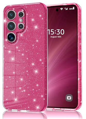 Eherui Handyhülle für Samsung Galaxy S24 Ultra Glitzer, Silikon TPU Anti-Fingerabdruck Hülle,Stoßfeste Schutz Case Dünn Schutzhülle für Samsung S24 Ultra,Rose lila