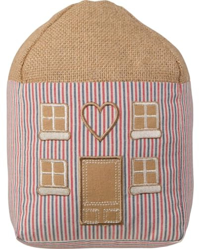 LS-LebenStil Vintage Bodenstopper Türstopper Nyhavn 22cm Rot Braun Stoff Baumwolle Türpuffer Türhalter Türsack Tür Stopper Sack Fensterstopper Boden Stopper Buchstütze