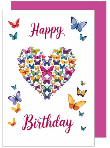 Edition Seidel Premium Geburtstagskarte mit Umschlag. Glückwunschkarte Grußkarte Karte Geburtstag Happy Birthday Frau Freundin Herz Schmetterling (G3773 SW025)