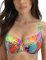 Vivisence Bikini Top with Padded Cups Wide Straps Colorful Print and Side Boning Support 3231, Orange-Green,38D