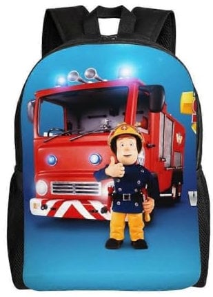 YINGD Feuerwehrmann Sam Schulranzen Cartoon Rucksack Jungen Tasche Student Schultasche Reiserucksack, Schwarz , One size