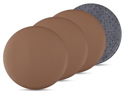 Bestlivings 4er Pack Stuhlkissen braun Ø38 cm Lederimitat mit Anti-Rutsch, Sitzauflage für Zuhause, Büro und Garten, ideal für Komfort und Stil