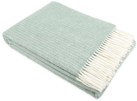 Simply Sheepskin Wool Blanket - Cable Pattern Green Wool Blanket - Jacquard woven - New Zealand Wool Throw 140x200 cm
