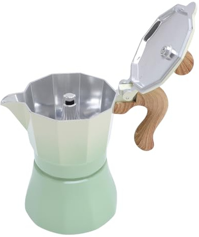 Haofy para Estufa, Olla de Aluminio con Capacidad de 150 Ml para Preparar café Italiano Tradicional en Casa (degradado verde)
