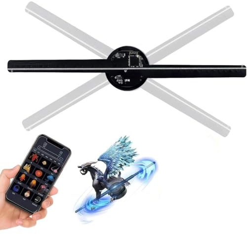 Ventilador Holográfico 3D con Proyector LED WiFi, 224 Cuentas LED, Vídeo e Imágenes Claros, Efectos 3D, Múltiples Métodos de Control