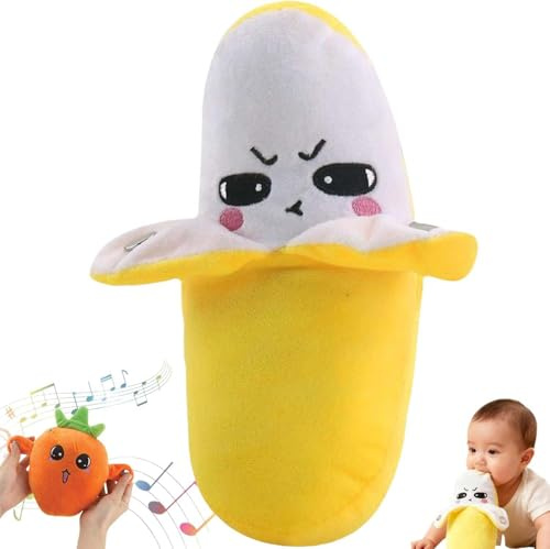 Intera Ctive Sensor Music Doll with Piano Musical Sensing Ears, Kinder-Musikspielzeug zum Erleben des menschlichen Körpers, Montessori interaktives Spielzeug mit Obst-Plüschtieren und Metronom (B)
