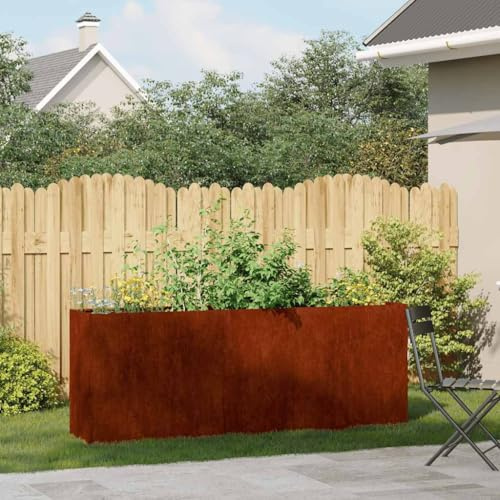 Pflanzkübel Aus Wetterfestem Stahl, Hochbeete Für Garten Metall, Cortenstahl Blumenkasten 200x40x80 cm Für Gärten Und Terrassen Verschönerung